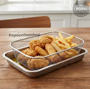 Keranjang Tinggi Stainless Peniris Sayur Minyak Gorengan Tempura Keranjang Tinggi Stainless Peniris Sayur Minyak Gorengan Tempura