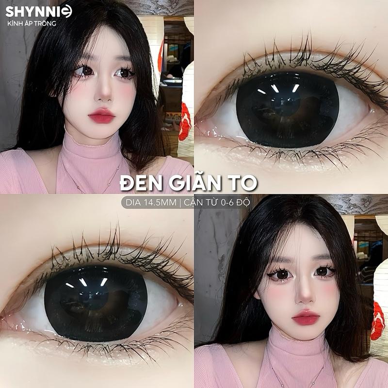   Cận từ 0-6 độ  1 CẶP LENS ĐEN BLACK 14.5MM giãn to dễ thương HSD 1-3 tháng tặng kèm khay đơn - Kính áp tròng SHYNNIE LENS 