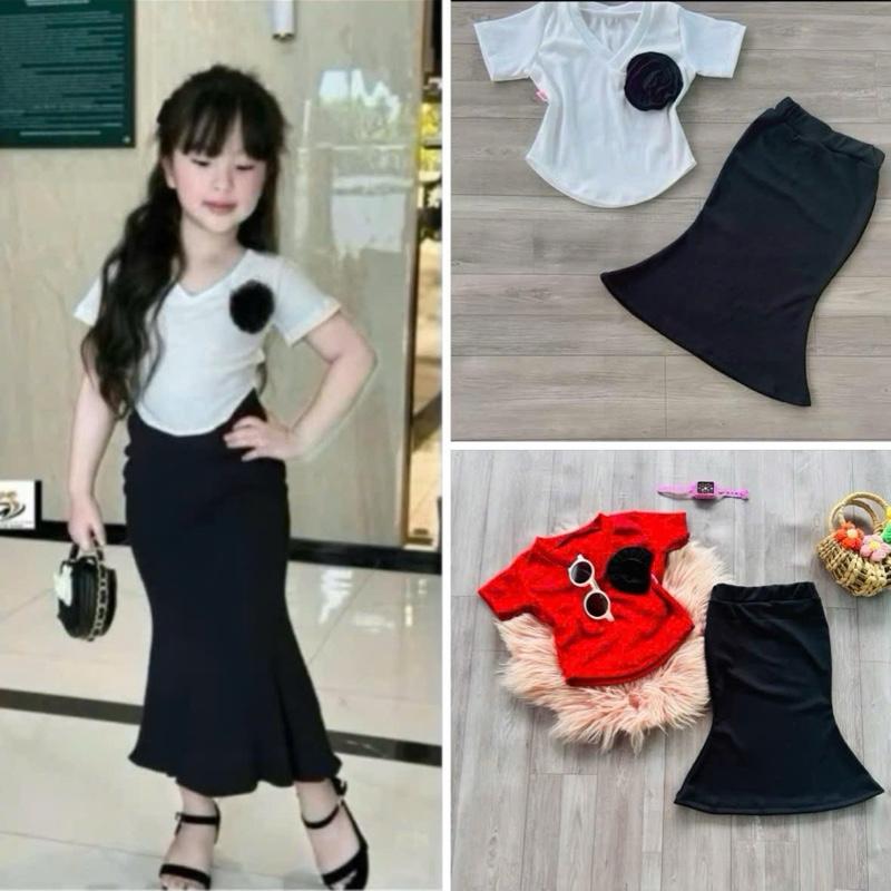 Set chân váy đuôi cá kèm áo thun ngắn tay 8-28kg