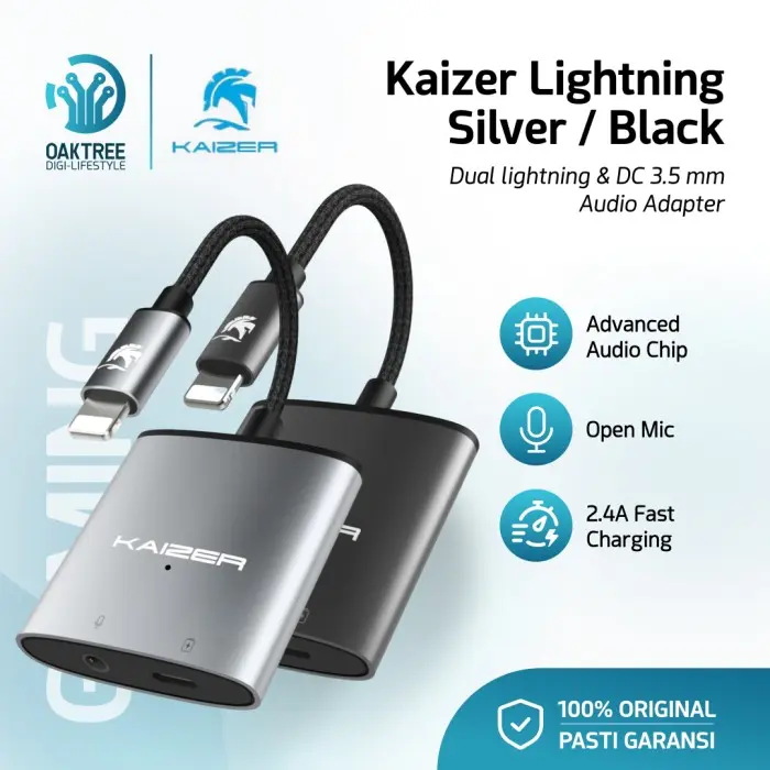(Ready) Kaizer Splitter Iphone Lightning to DC 3.5mm Audio Jack Splitter Audio