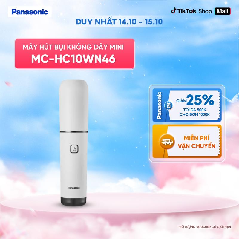 Máy hút bụi không dây mini Panasonic MC-HC10WN46 nhỏ gọn, tiện dụng - Hàng chính hãng, bảo hành 12 tháng