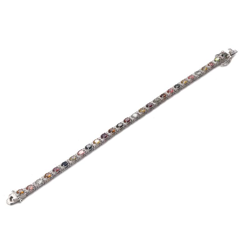 Multi- Natual Tourmaline Rhodium Over 925 Sterling Silver Tennis Bracelet Gemstone Jewelry Gifts 1