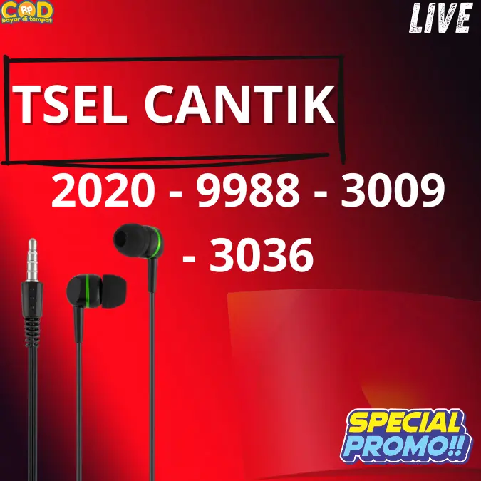 Promo Live No Cantik Telkosel - Earphone & handphone nikrabel 2020 - 3009 - Best Seller Terbaru Terlaris COD - Earphone & headphone Murah a12