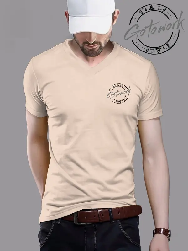 Kaos GO TO WORK Oblong Lengan Pendek Pria Wanita Dewasa  sablon DTF Polyflex V-Neck - Ukuran L, XL, XXL - Distro Sablon Cowok Baju Atasan Unisex Motif Keren Hitam 1