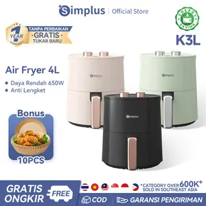 【SUPER DEALS】SIMPLUS (COD) Air Fryer Low Watt 650W Kapasitas 4L/ Penggorengan Tanpa Minyak Peralatan Multifungsi Bergaransi Satu Tahun KQZG007