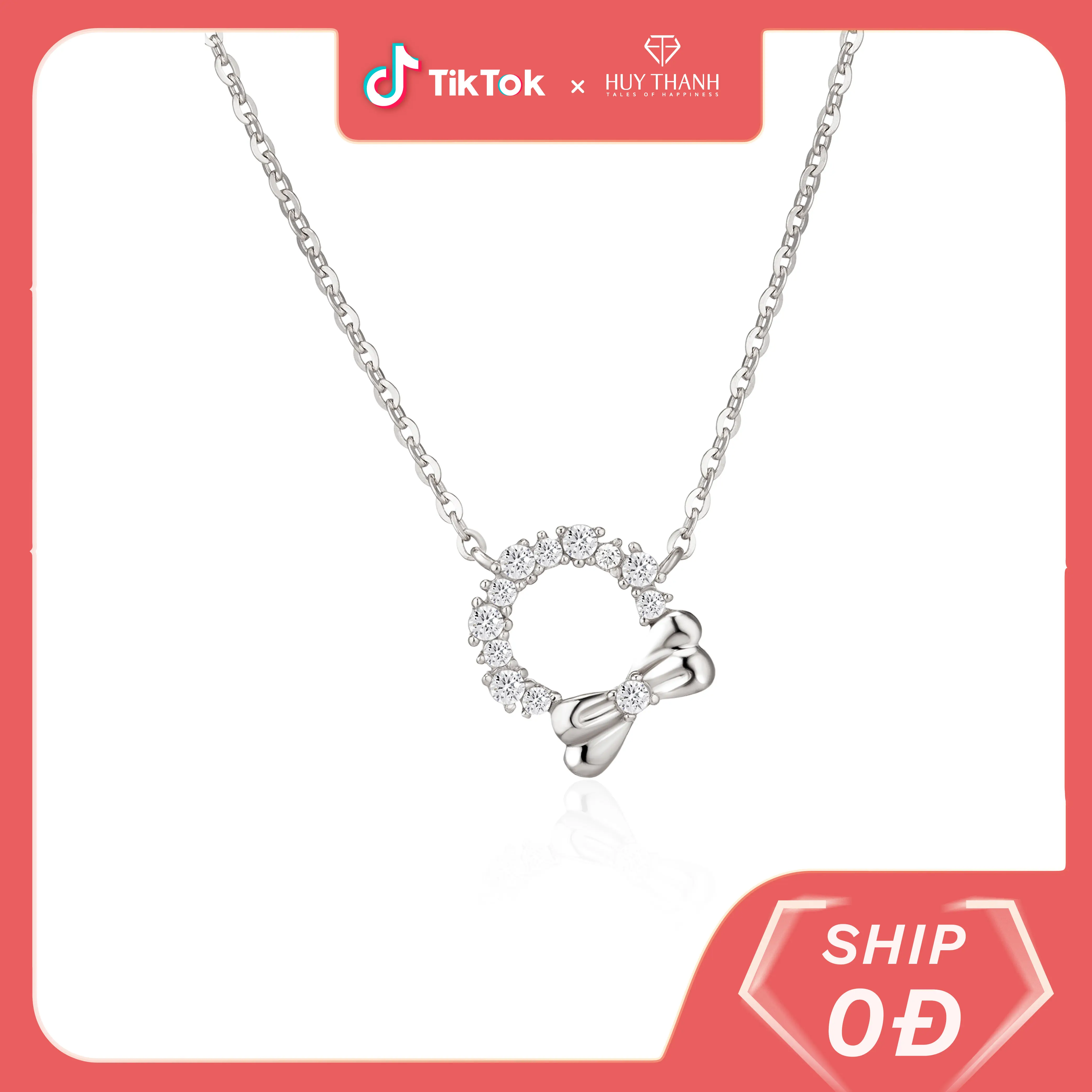 HuyThanhJewelry DCMAMD184 Dây chuyền tỏ tình vàng 10k gắn Đá CubicZirconia lấp lánh Dây Móc Chờ