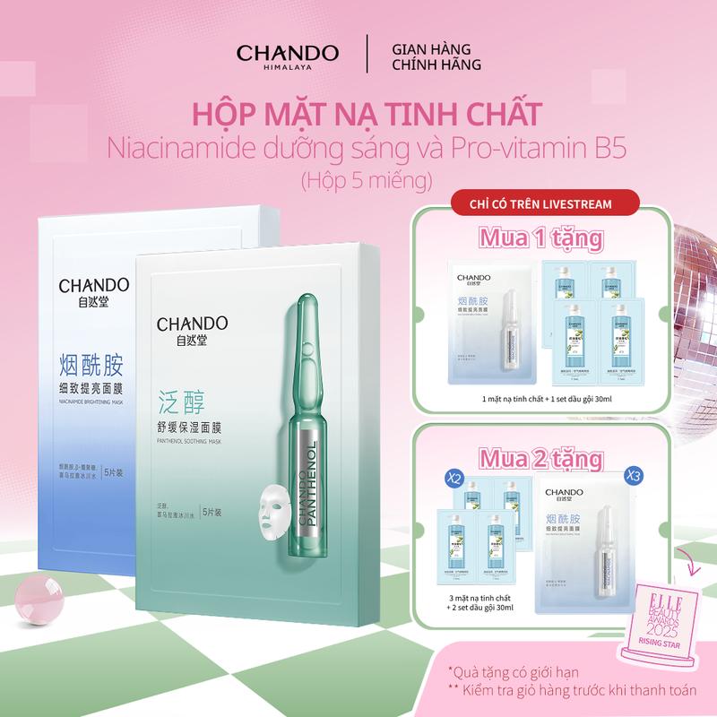 [EX] Hộp Mặt Nạ Tinh Chất Hỗ Trợ Dưỡng Trắng Làm Dịu Da CHANDO Himalaya 28mL x 5 pcs Hàng Chính Hãng