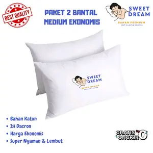 COD Paket Hemat 2 Bantal Kain Katun Dengan Isi Dacron Super lembut nyaman dipakai Tidur