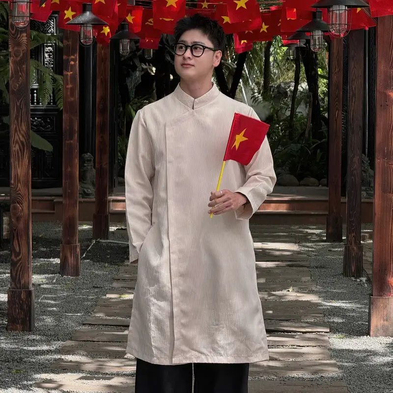 [GIDISTUDIO]_Áo dài ROLAN form unisex cách tân- Áo dài tết chất vải xước cao cấp, trẻ trung, thanh lịch GIDI (không kèm quần) 8