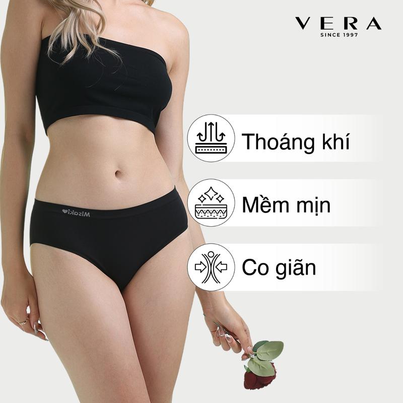 Combo 3 Quần lót bikini nữ Misaki polyamide trơn không đường may, siêu thoáng khí - M1070