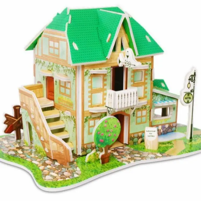 Rumah Tingkat Tangga Luar - Puzzle 3Dimensi, Mainan Edukasi Melatik Keterampilan Motorik, Bagus Untuk Kado, Keren Untuk Koleksi, Pajangan atau Souvenir 0