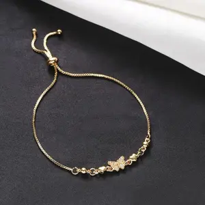 2024 Perhiasan Berlian Emas Anak Perempuan Aksesori Fashion Gelang Pasangan Titanium Berlapis Emas Wanita D827 Korean Style