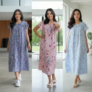 Daster Kerut Rayon Motif Busui Friendly Motif Bunga Adem Nyaman Dipakai Harian Ungu Cantik Mama Muda Tank Top