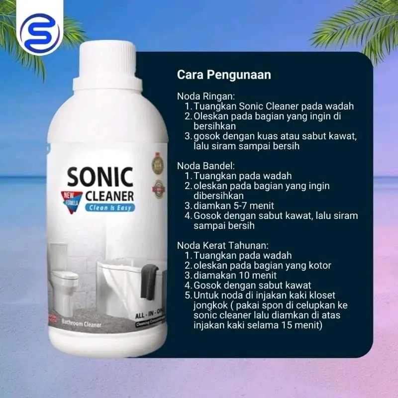 Sonic Cleaner cairan pembersih kamar mandi kerak noda membandal super ampuh 100% angkat noda kemasan 500ml terbaru 1