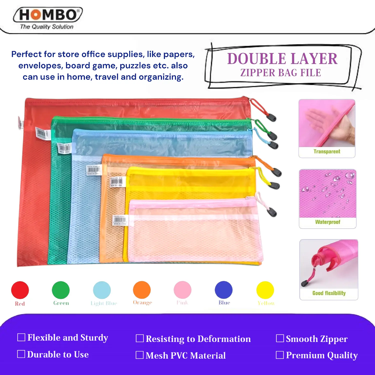 Map Zipper Sleting Sekat Jaring / Ziper Bag Double Space / Map Sleting / Zipper Bag Plastik A6, A5, B5, A4, B4, A3