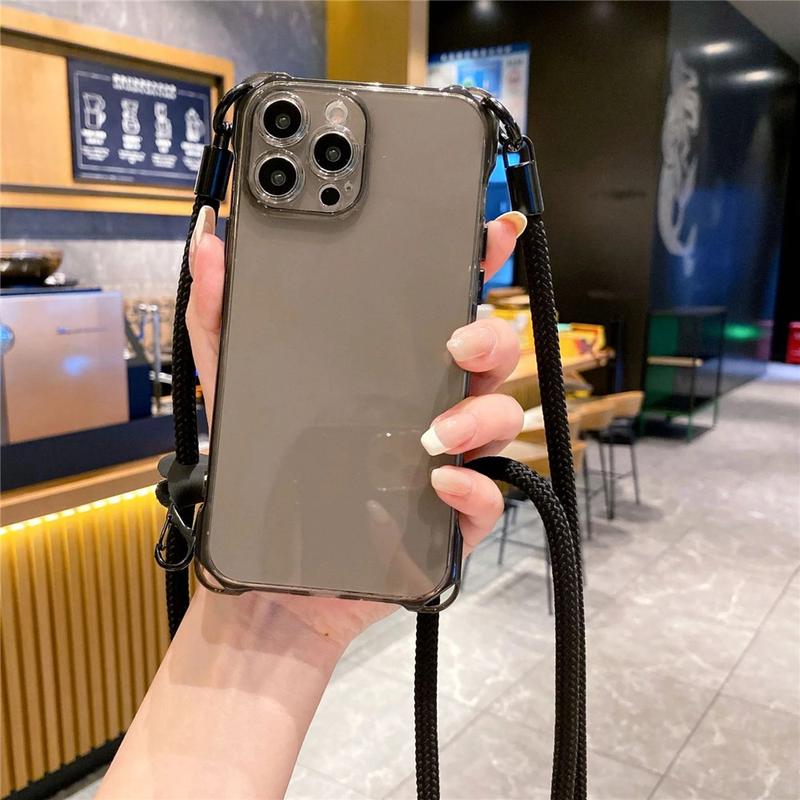 Product Introduction of Crossbody Necklace Lanyard Candy Solid Color Soft Phone Case For iPhone 15 Pro Max 14 Plus 13 12 16 Strap Cord Shockproof Cover 12