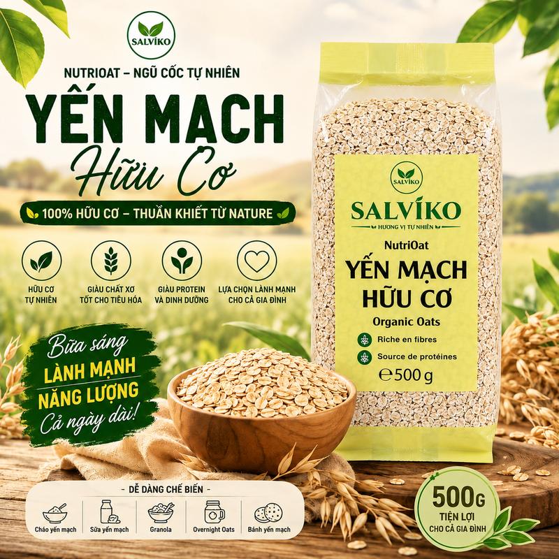 Yến Mạch Hữu Cơ 500g – Ngũ Cốc Tự Nhiên, Phù Hợp Bữa Sáng Và Ăn Healthy