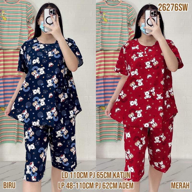 Baju Tidur Merlin BD Celana 3/4 Dewasa Setelan Katun Motif karakter  - Bahan Katun Premium 7