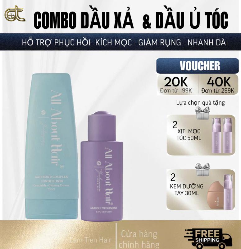  BỘ 2 SẢN PHẨM DẦU Ủ OIL TREATMENT VÀ DẦU XẢ  NHÀ ALL ABOUT HAIR Không chứa silicon Dưỡng Tóc  Chăm Sóc Tóc 