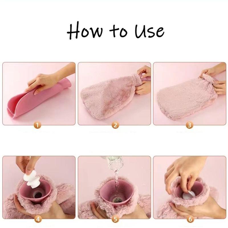 Product Introduction of Túi Nước Nóng Lông Thỏ Giả, Di Động, 1L / 2L, Cao Su Mềm, Ấm Áp, PVC, Sang Trọng, Cho Cổ, Vai, Lưng, Tay, Chân, Eo 8