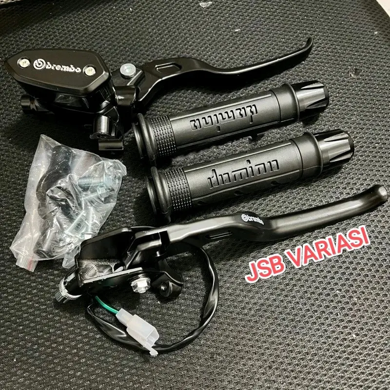 Paket Set Master Rem Type Oval + Handgrip Sisik + Jalu stang Cnc Universal Semua Motor Bisa Masuk Bosku - JSB VARIASI
