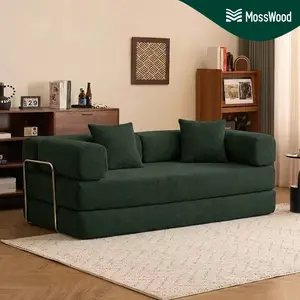 MossWood Sofa Bed Lipat Retro 2026 Desain Teddy Kecil untuk Ruang Tamu Kombinasi Moduler 2in1