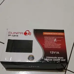 Sunpro Adaptor Charger Aki Pengisi Daya Cepat SP-1201X 12V1A 12Volt 1Ampere 220Watt Lead Acid Battery Charger dengan Kabel dan Klip