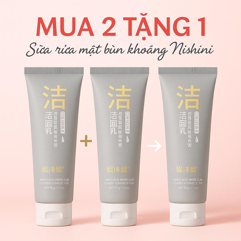 MUA 2 ĐƯỢC 3 Sữa Rửa Mặt Bùn Khoáng Cao Cấp 2 Ngăn Sữa Và Bùn Khoáng Nishini 100g Giúp Da Sáng Đẹp Láng Mịn
