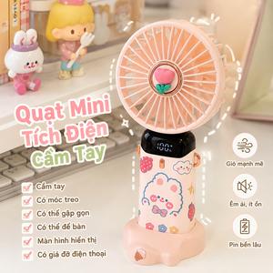 2026 Quạt mini cầm tay gấp gọn sạc USB, êm ái không gây tiếng ồn, pin lâu dài, nhỏ gọn dễ thương cho học sinh và sinh viên