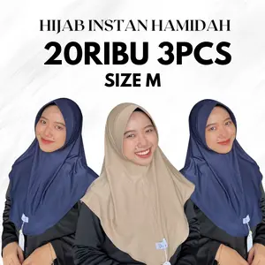 New ! (28rb Dapat 3 pcs) Paket Hemat Isi 3 pcs MF Hijab Bergo Hamidah Hijab Instan Kerudung Daily Muslimah