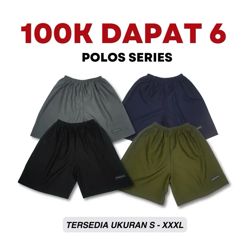 KOLORANTOK ISI 6 POLOS SERIES BOXER KOLOR UNISEX PRIA WANITA DEWASA MOTIF POLOS