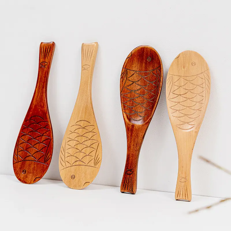 Japanese internet celebrity fish shaped rice wooden spoon, rice spoon, dry rice spoon, household tableware, rice shovel, kitchenware