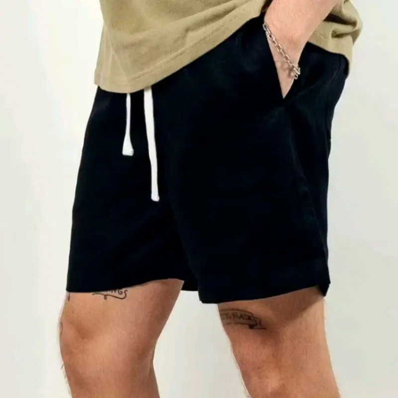 Celana 3Pcs 100Ribu, Broadshort Corduroy Premium Distro Polos Pendek Pria Surfing Santai Casual Shorts Biru Coklat Hitam Karet Merah Panjang Melar Cowok Wanita Twill Garis 8