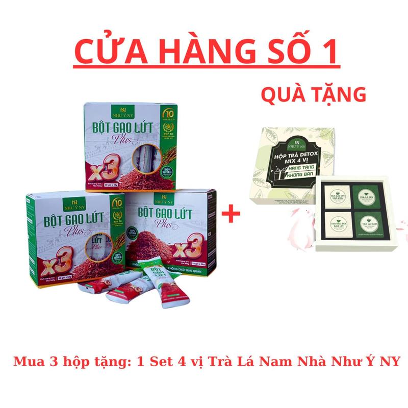 NHƯ Ý NY Bột Gạo Lứt Plus X3 mới 20 gói combo 03h Như Ý NY - Thức Ăn dinh dưỡng tặng 1 Set Trà 4 vị Nhà Như Ý NY