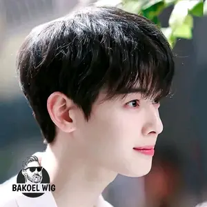 WIG PRIA KOREA RAMBUT PENDEK DENGAN PONI DIATAS MATA MODEL COWOK KOREA PONI WARNA HITAM COKLAT kode A1 poni