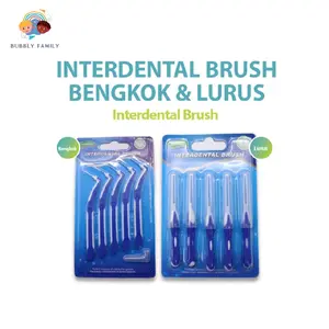 Interdental Brush Sikat Sela Gigi Ortho Behel isi 5 Bengkok Lurus & Tusuk Gigi Plastik Toothpick