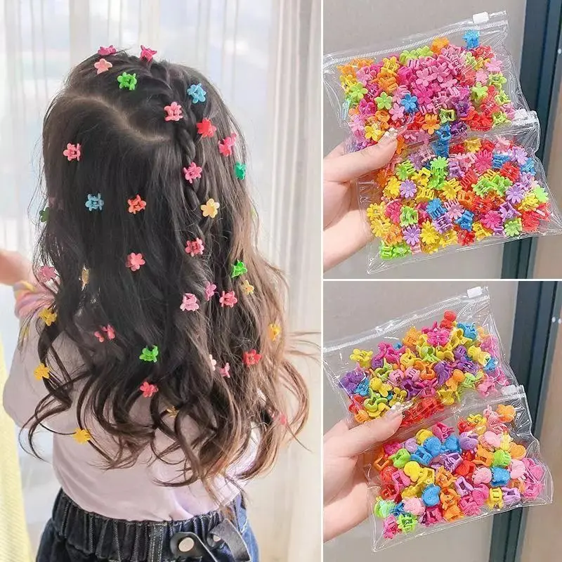 MJ-50PCS FREE POUCH JEPITAN JEPIT RAMBUT KECIL BENTUK BUNGA - AKSESORIS JEPIT RAMBUT ANAK 0
