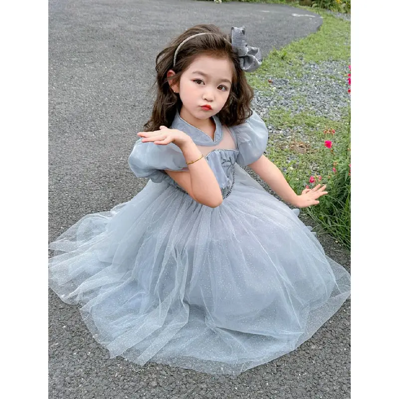 Dress cheongsam tutu tile bunga bordir payet glitter anak perempuan premium 3thn 1