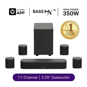 Ultimea Aura S4T 7.1ch Soundbar 350W Surround Sound System with Subwoofer  4 Surround Speakers Deep Bass Bluetooth 6.0