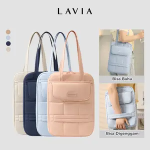 LAVIA Tas Pelindung Laptop Lucu 13–14 Inci Tahan Air Anti Benturan Tas Laptop Multi-Lapisan Multifungsi Tas Laptop Tas Kantor Tas Kuliah Pria Wanita Laptop Sleeve Puffy Tas Pelindung Laptop Lucu  Sekolah