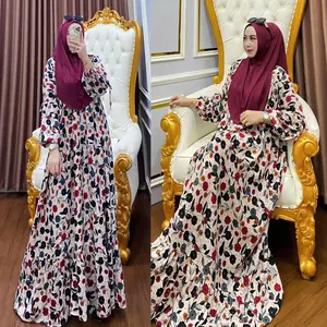 Pusat Klamby - Lavanya Gamis Set Hijab Bergo Jersey Dres Rayon Motif Terbaru Dres Hijab Kekinian Busui Friedly Dres Wanita Muslim