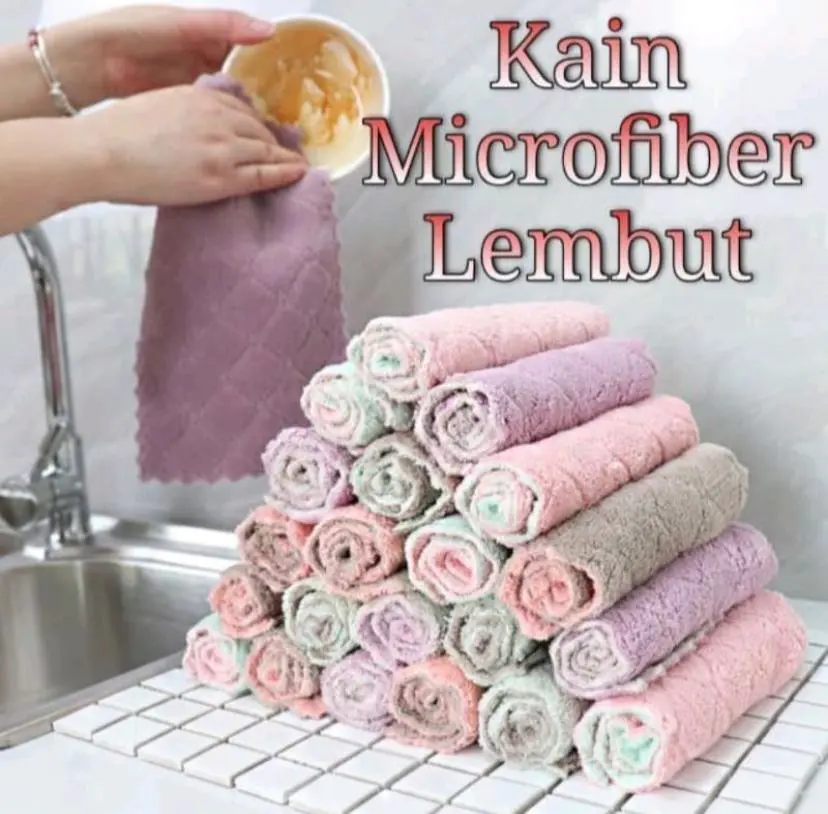 Kain Lap Microfiber Cuci Piring Anti Minyak Lap Tangan Serbaguna