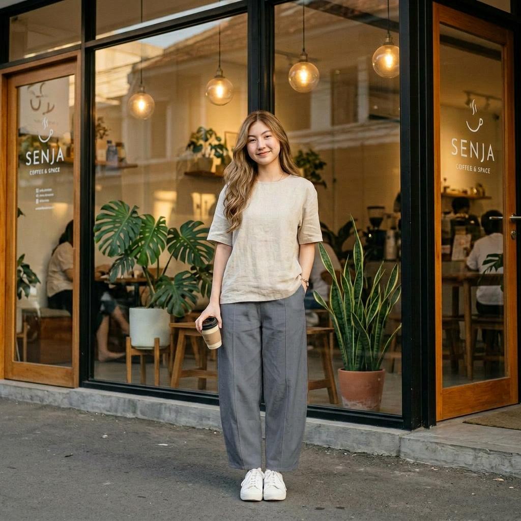 Celana Barrel Pants - Celana Panjang Bawahan Wanita - Celana Wanita Katun Streetwear Style Skena Highwaist
