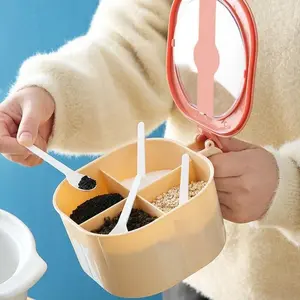 JCM Tempat Bumbu 4 Sekat FREE SENDOK / Kotak Bumbu 4 IN 1 Tempat Bumbu Dapur