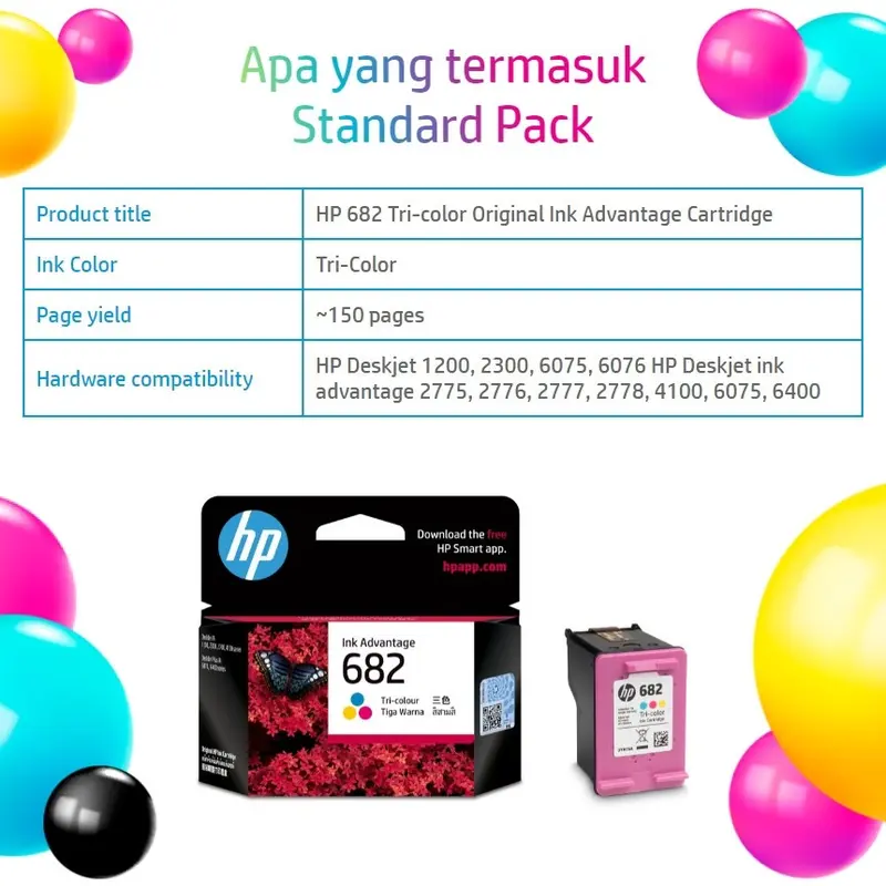 HP Tinta 682 Tri Color Original Ink Advantage Cartridge 1