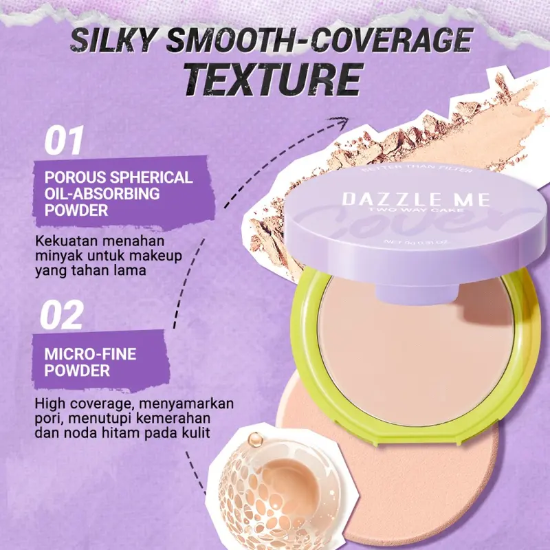 DAZZLE ME Better than Filter Double Kill Two Way Cake Powder | Long Wear Fast Oil Fix Silky Powder 1