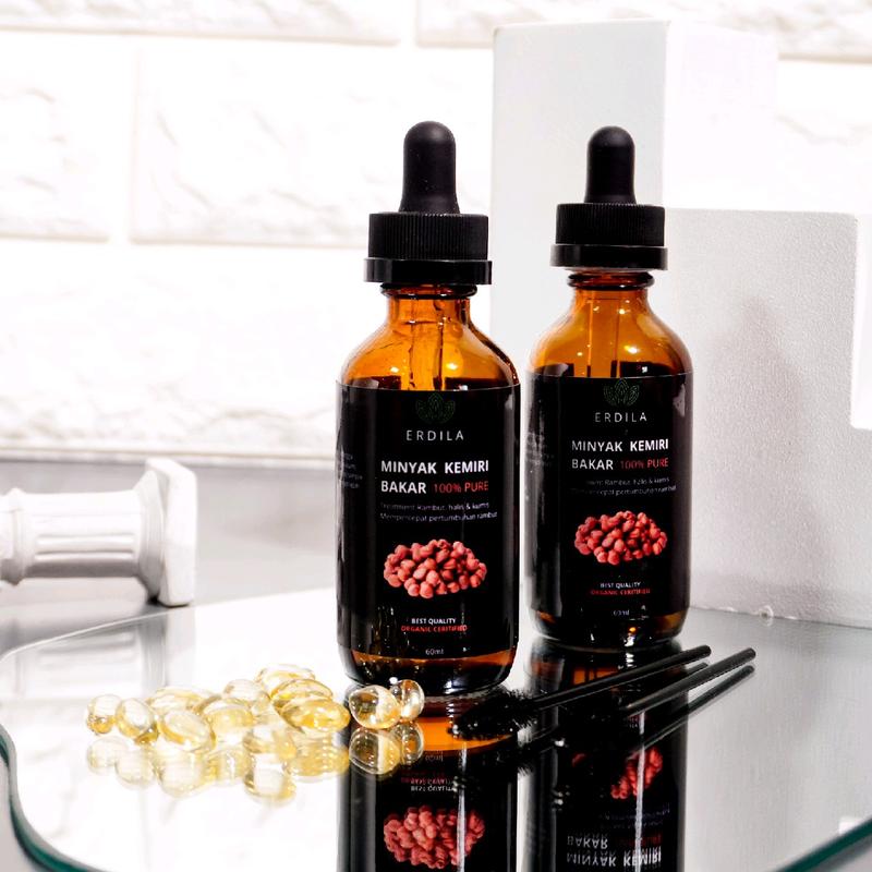 Minyak Kemiri bakar murni Erdila penumbuh rambut 100% PURE ORIGINAL Menebalkan Menumbuhkan 3