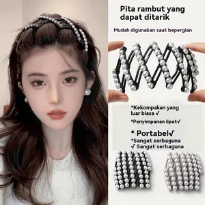 Bandana Lipat Gaya Mutiara Baru untuk Wanita Lembut di Kulit Kepala, Cocok untuk Mencuci Rambut Desain yang Dapat Disesuaikan dan Dilipat Sempurna untuk Rambut Depan dan Dahi Kompak dan Ringan untuk Mudah Dibawa