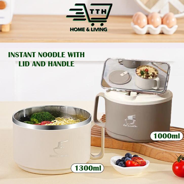 1000ML/1300ML Kapasiti Besar 304 Mangkuk Mee Segera Keluli Tahan ...