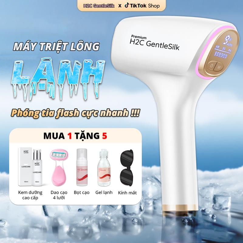  Máy triệt lông lạnh H2C GentleSilk cao cấp  có che tên  - 9 cấp độ công nghệ IPL phóng tia Flash siêu nhanh - Bảo hành ĐỔI MỚI 12 tháng - tặng full combo cạo lông siêu xịn 